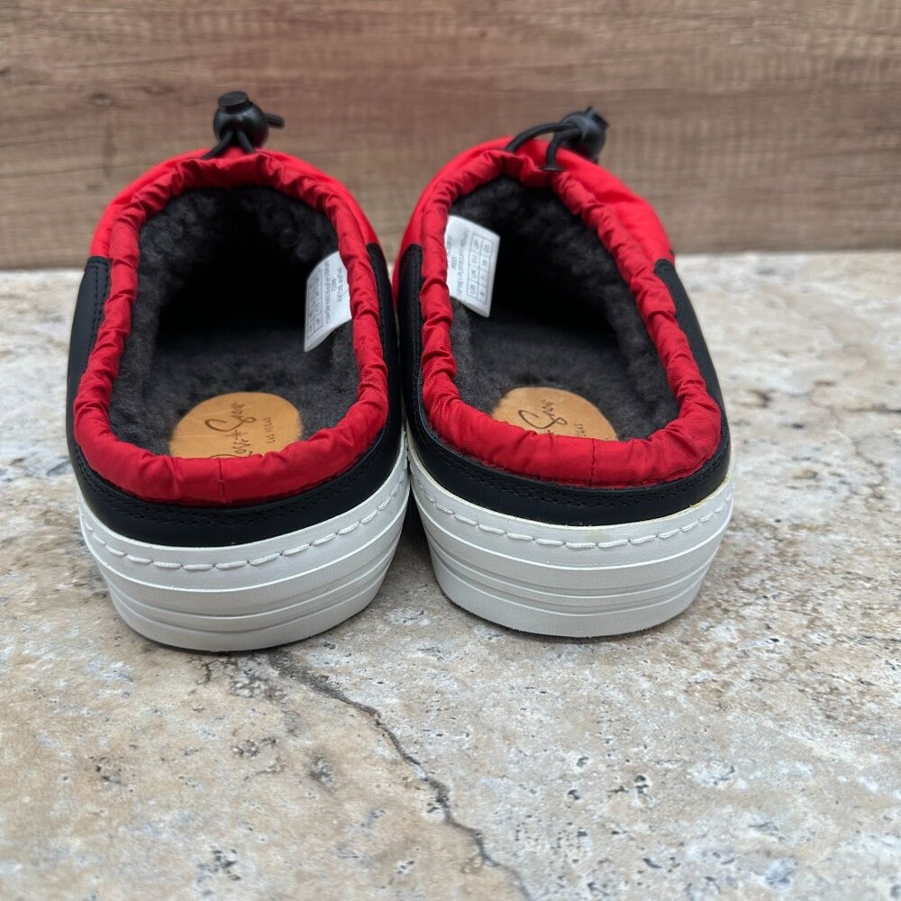 Ross Snow Red Puffer Scuff Mule Shoes Womens Slides Wool Lined Size US 8 - Picture 7 of 9